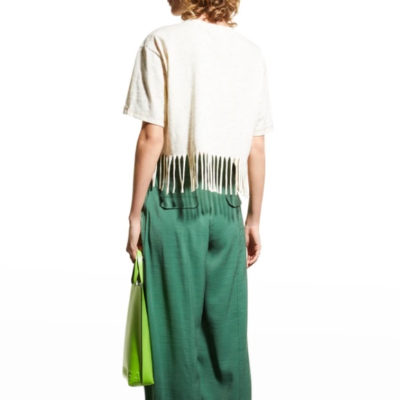 NWT $145 Ganni Organic Cotton Graphic Fringe Tee in XL! - Picture 7 of 7
